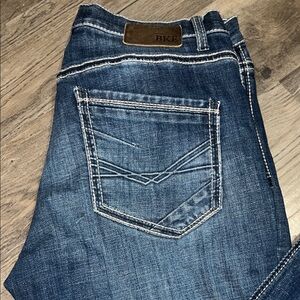 BKE Men's Dark Blue Slim Denim Jeans with Contrast Stitching